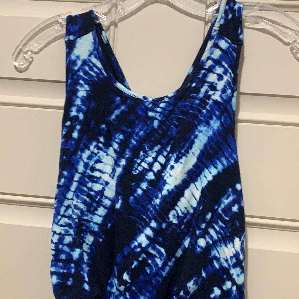 Long dress with a slit and crisscross back. Size 4